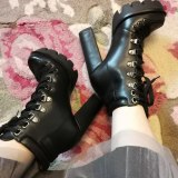 Fashion Platform Ankle Thick Heel Boots B01223