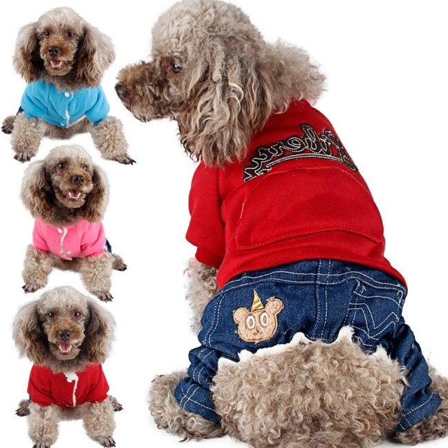 Cool Pet Dog Clothes Jeans Jumpsuit Costume BG-Y02289