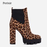 Leopard Print Women Chunky Heels Ladies Short Boots LSBOO18079810