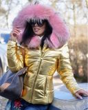 Woman Jacket Fur Hooded Long Sleeve Bubble Coats X6303