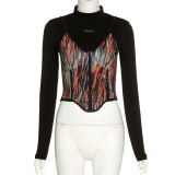 2020 New Winter Women Two Piece T-shirt Print Tops K0S09050