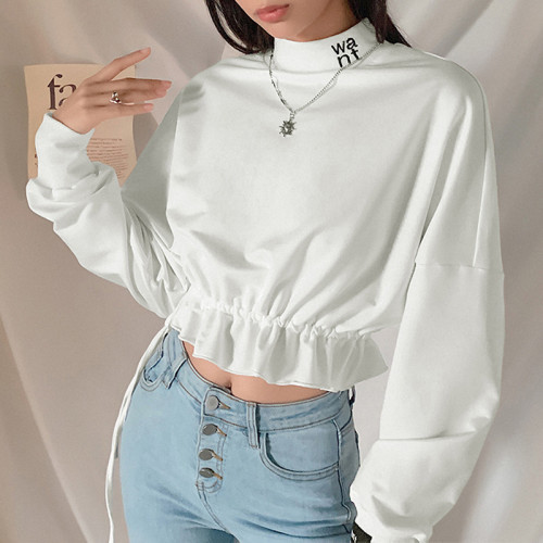 Autumn Letter Print Pullover Woman Hoodies Chic Tops K20E08727