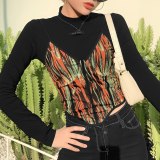 2020 New Winter Women Two Piece T-shirt Print Tops K0S09050