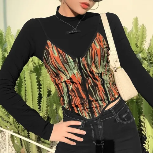 2020 New Winter Women Two Piece T-shirt Print Tops K0S09050