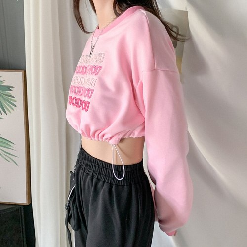 Long Sleeve Cute Tops Pink Sweatshirt K20E08673
