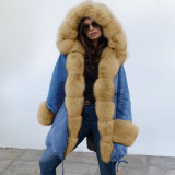 Fashion Mink Fur Parka Coat Coats 19D008