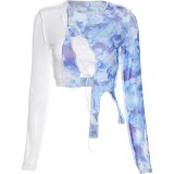 Sweet and cool girl tie-dyed mesh T-shirt Tops T1738683
