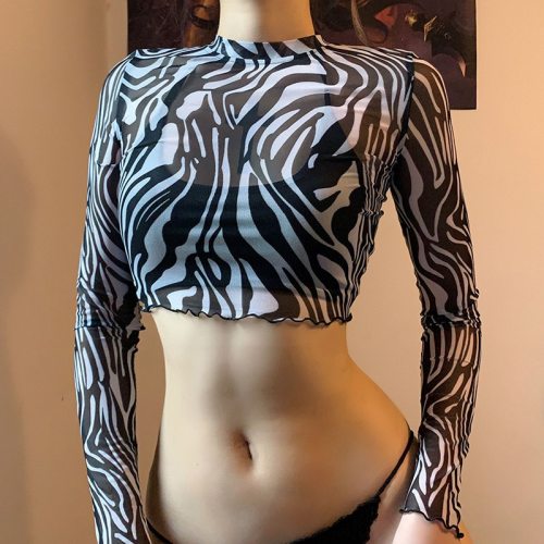 Women Casual Zebra Print T Shirt Shirts Tops T1738553