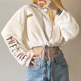 Preppy Style Lamb Wool Loose Sweatshirt Letter Tops K20L09375