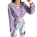 Women's V Neck Crop Tops K20E08648