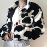Hip Hop Punk Black White Faux Fur Coat Coats K20C09510