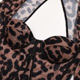 Leopard Print Backless Bodysuit Onesies Z0551A