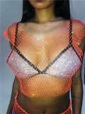 Sexy Diamonds Mesh Cropped Tank Top Party Club Crop Tops YX951