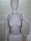 Sexy Diamonds Mesh Cropped Tank Top Party Club Crop Tops YX951