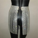 Rhinestone Tassel Skirt Sexy Metal Shining Mini Skirts YX676