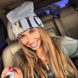 Fashion Winter Women Metal Gold Letters Knitted Hat Hats YX1345