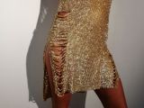 New Sexy Women Metal Diamonds Chain Crystal Party Dresses YX682