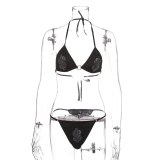Vacation Beach Bikini Sexy V-neck Crop Top Diamond Swimsuit Swimsuits YX7852