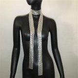 Bling Sequins Leopard Print Tie Style Scarf Scarves LBZ653