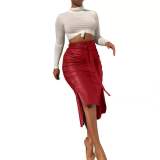 LS6347 Fashion PU Skirt Skirts