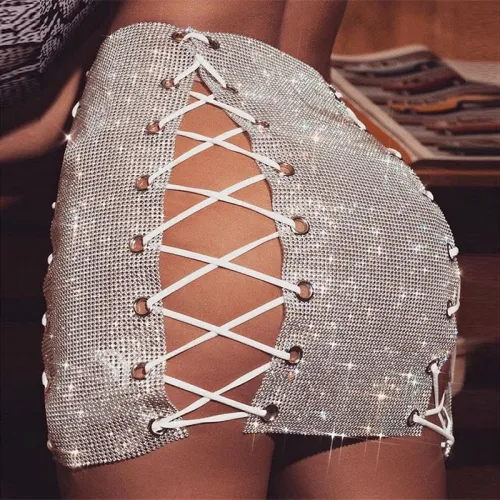 Metal Crystal Diamonds Skirt Skirts YX1028