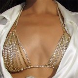 Sexy Metal Chest Chain Crystal Diamonds Party Crop Tops YX932