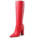 Women Fashion Sexy Print Thick High Heel Knee Boots S-592