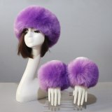 One Set Women Faux Fox Fur Cuffs + Headband Winter Warmer Hat