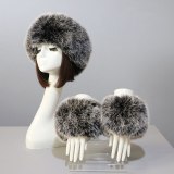 One Set Women Faux Fox Fur Cuffs + Headband Winter Warmer Hat