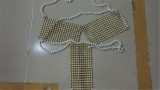 Sexy Summer Beach 2 Piece Set Playsuit Faux Pearl Chain Jumpsuit YX938