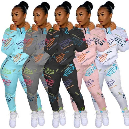Letter Printed Women Tracksuits YX9259