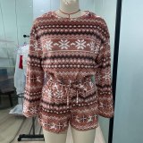 Christmas Snowflake Print Women Sweatshirts Suits SU2158