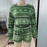Christmas Snowflake Print Women Sweatshirts Suits SU2158
