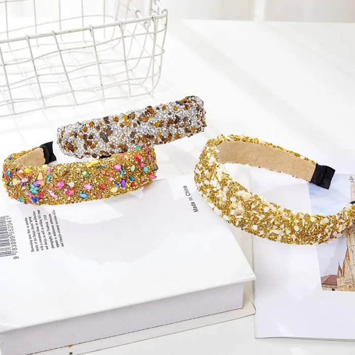 2020 Popular New Style Retro Crystal Stone Sponge Headband SNF041