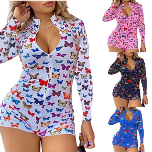 Fashion Sexy Onesies Women Butterfly Printing Onesies LD201037