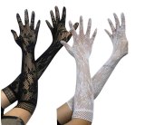 2 pairs Women Sexy Transparent Lace Elastic Floral Gloves w210