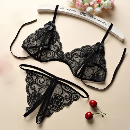 Women Through Sexy Black Bras Lingeries Underwear 8182