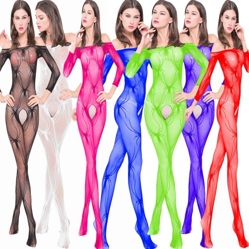 Sexy Women Spider Print Bodystocking Lingeries Bodysuit Underwear w051