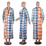 Colorful Plaid Long Sleeve Coat Coats M100516