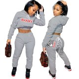 Gray Letter Print Tracksuits HY5196107