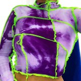 Tie Dye Women's T-shirts Crop Tops T1738589
