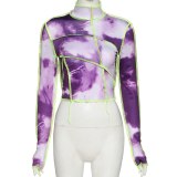 Tie Dye Women's T-shirts Crop Tops T1738589