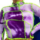 Tie Dye Women's T-shirts Crop Tops T1738589