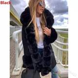 Warm Winter Parkas Coats Long Faux Fur Hooded Jackets E9J41223