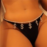 Sexy Body Jewelry Rhinestone Tennis Dollor Waist Chains fb200314