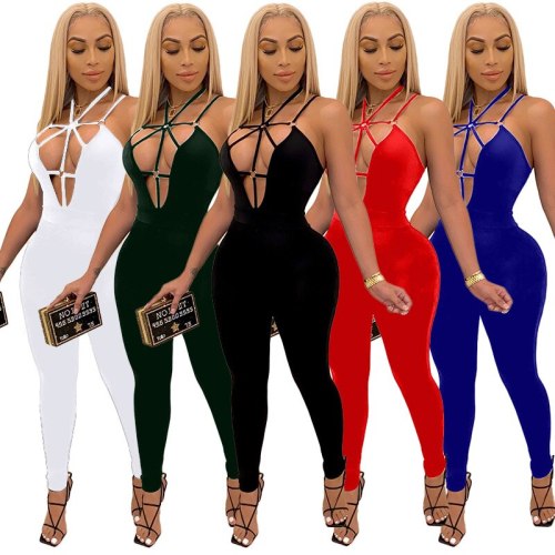 Women Lace Up Sexy Hollow Out Party Bodysuit Bodysuits M298192