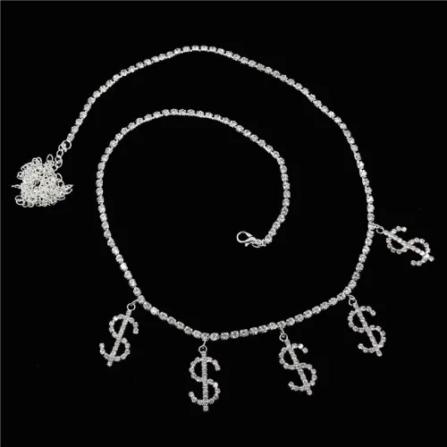 Sexy Body Jewelry Rhinestone Tennis Dollor Waist Chains fb200314