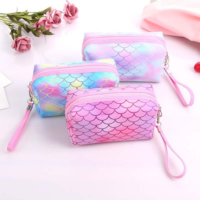 Creative Koren Colorful PU Fish Scale Pattern Cosmetic Bag Handbags 123-12
