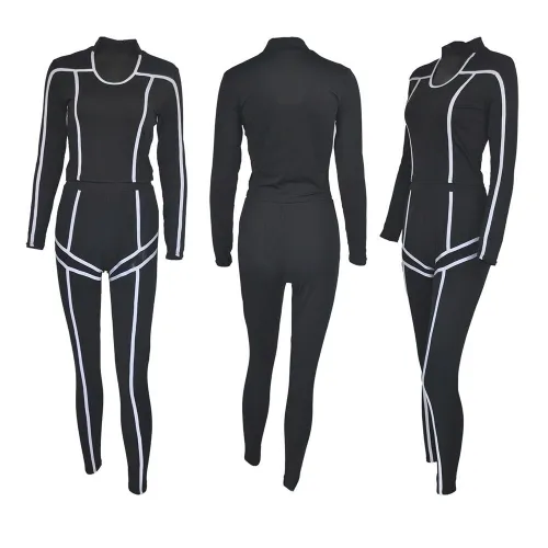 Striped Mesh Patchwork Fitness Women Tracksuit Tracksuits M298091