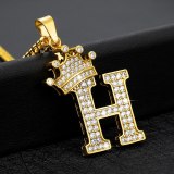Crown Initial Letter Necklace Hip Hop Necklaces fb1991102